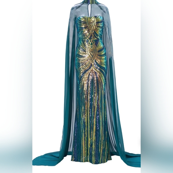 Cape Tube Top, Two Piece, Strapless with an added Cape,  Contrast Sequin… - Picture 16 of 16